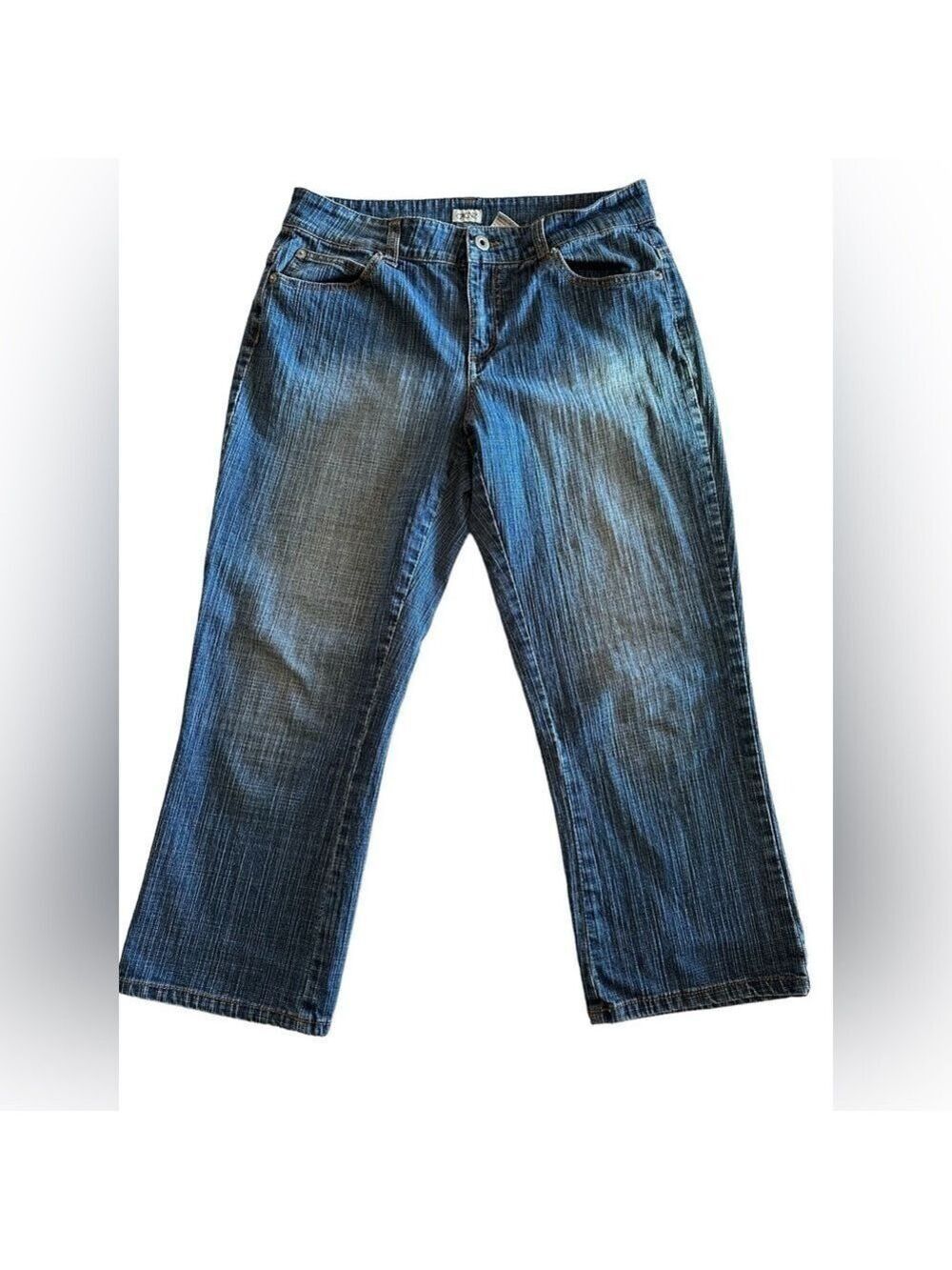 Cache Stonewashed Blue Denim Jeans Capri Womens Size 8 Straight Loose Legs